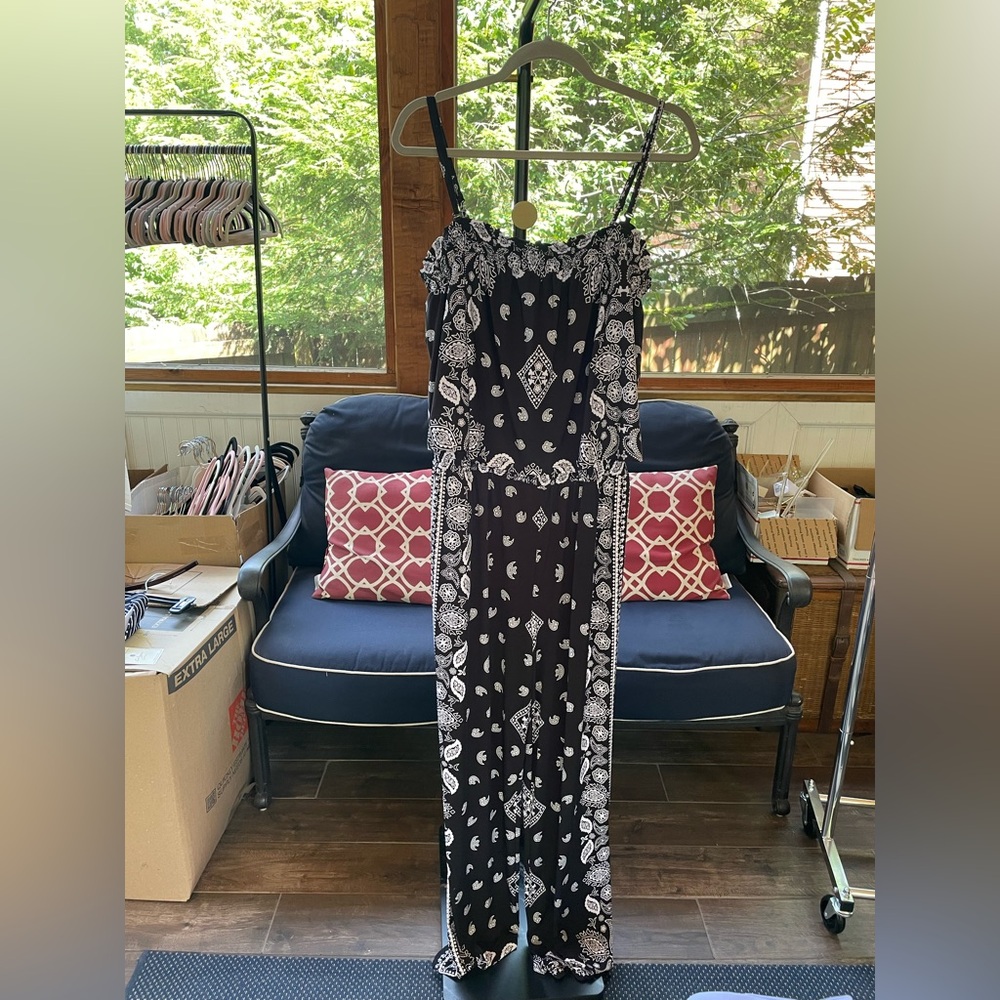 INC International Concepts Black and White Jumpsuit - Spaghetti Straps/Strapless